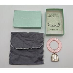 Empire Silver Sterling Baby Heirlooms Teething Bell Rattle in box